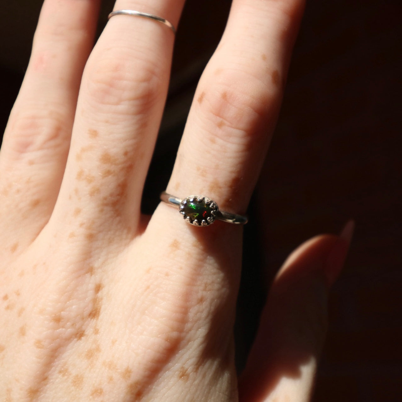 Dark Red Opal Ring, 6.25