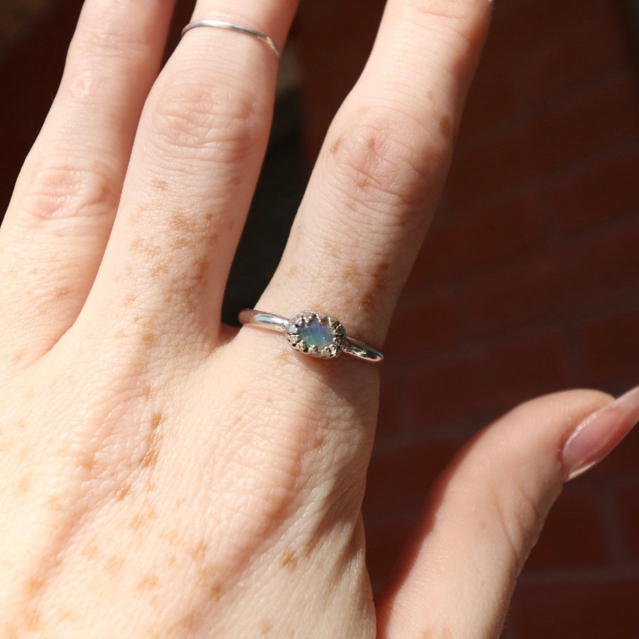Yellow/Blue Opal Ring, 8.5