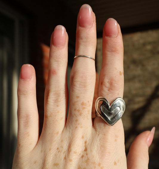 Sterling Silver Heart Ring, 6.5