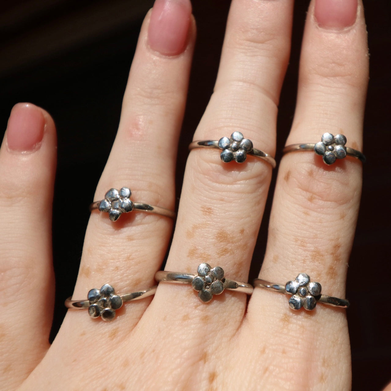 Sterling Silver Flower Rings