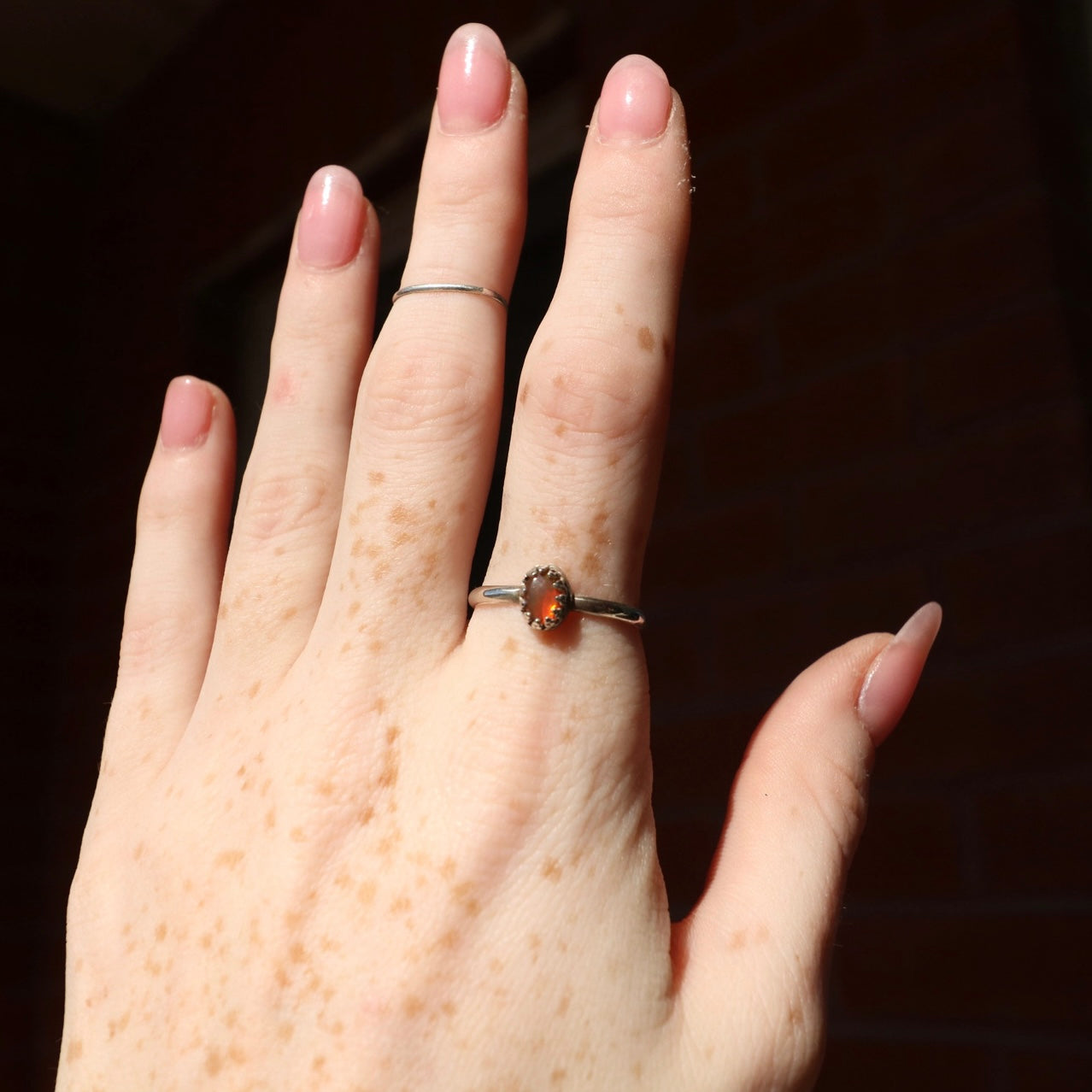 Orange/Red Opal Ring, 8.5