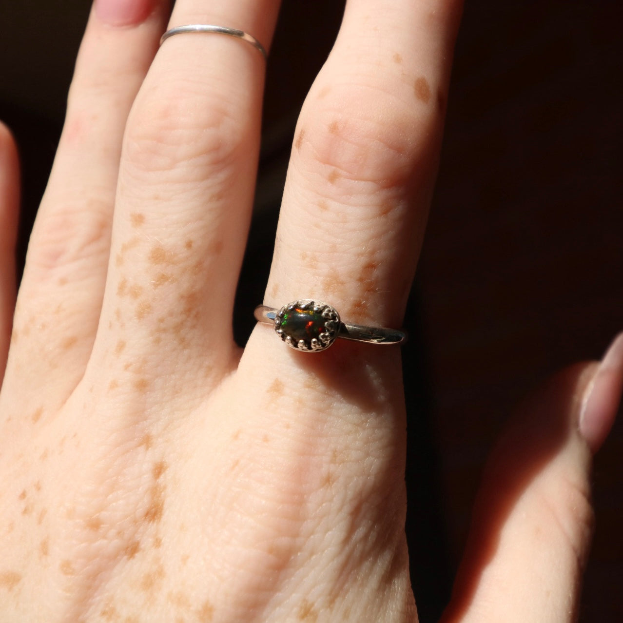 Dark Red Opal Ring, 6.25