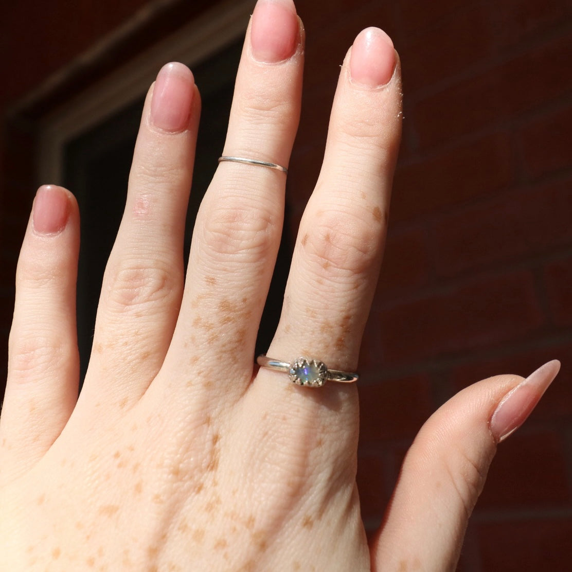 Yellow/Blue Opal Ring, 8.5