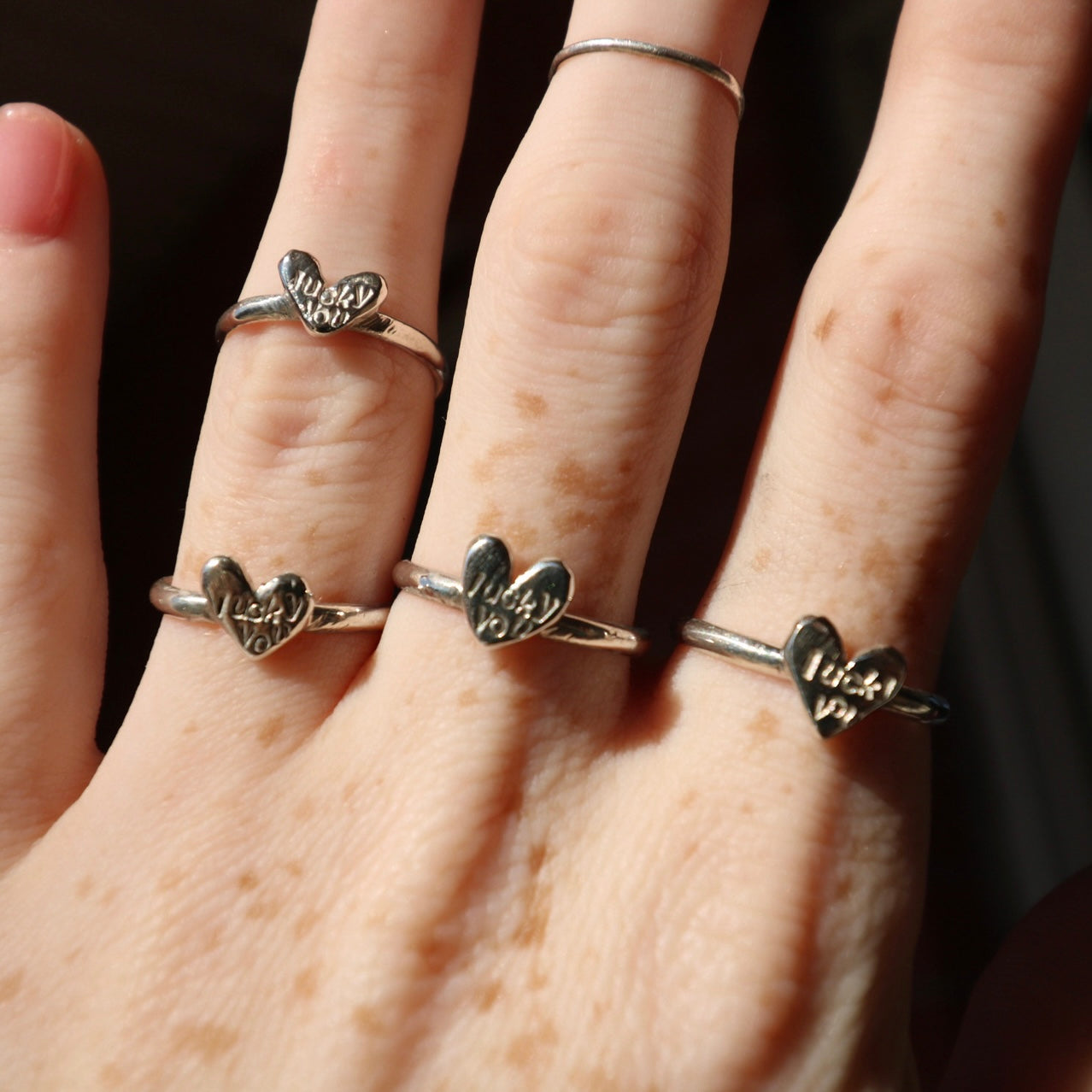 Sweetheart Messenger Rings-"lucky you"