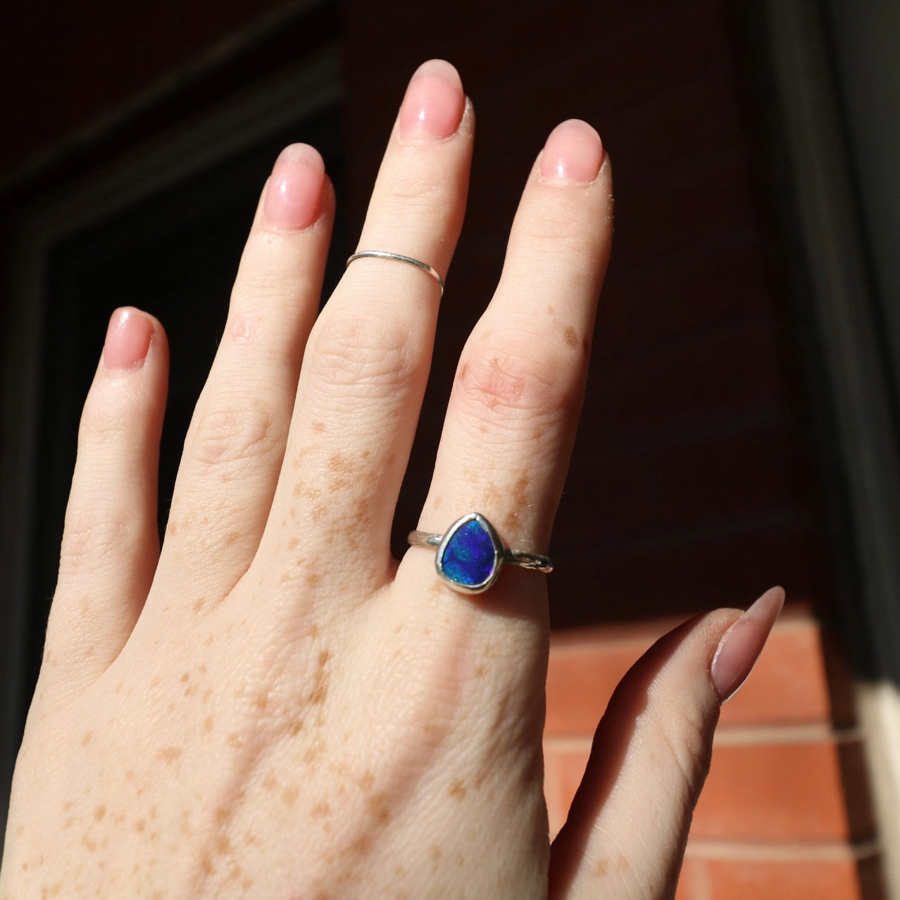 Dark Blue Opal Ring, 7.5