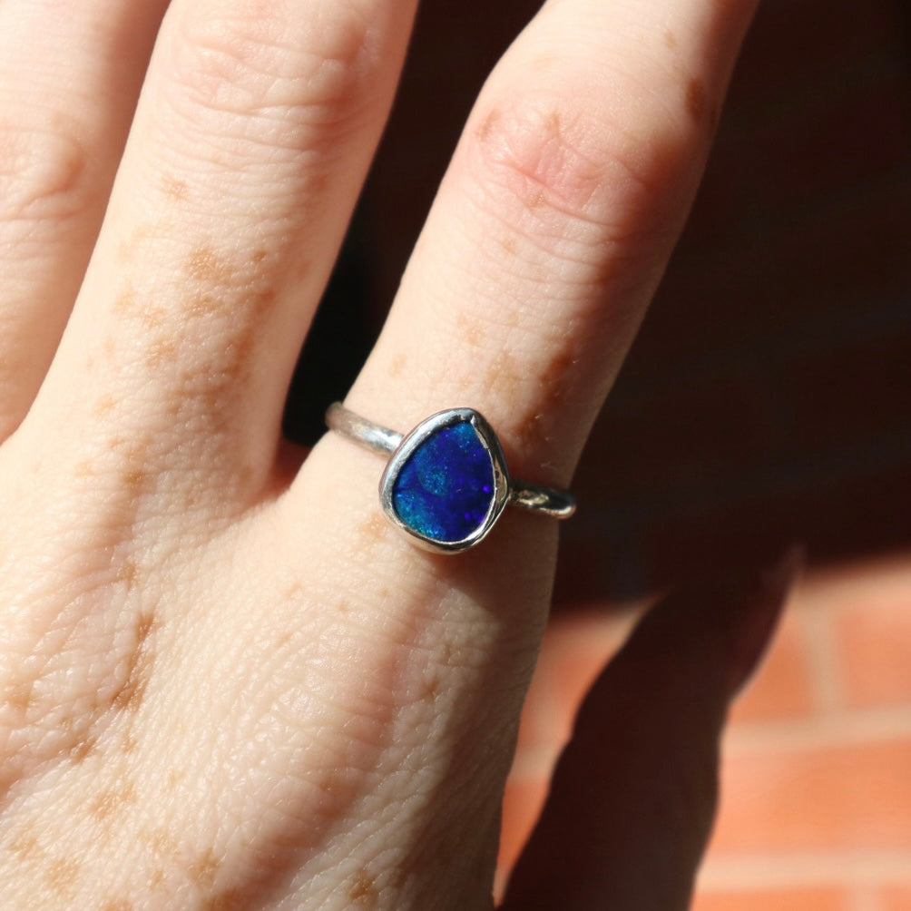 Dark Blue Opal Ring, 7.5