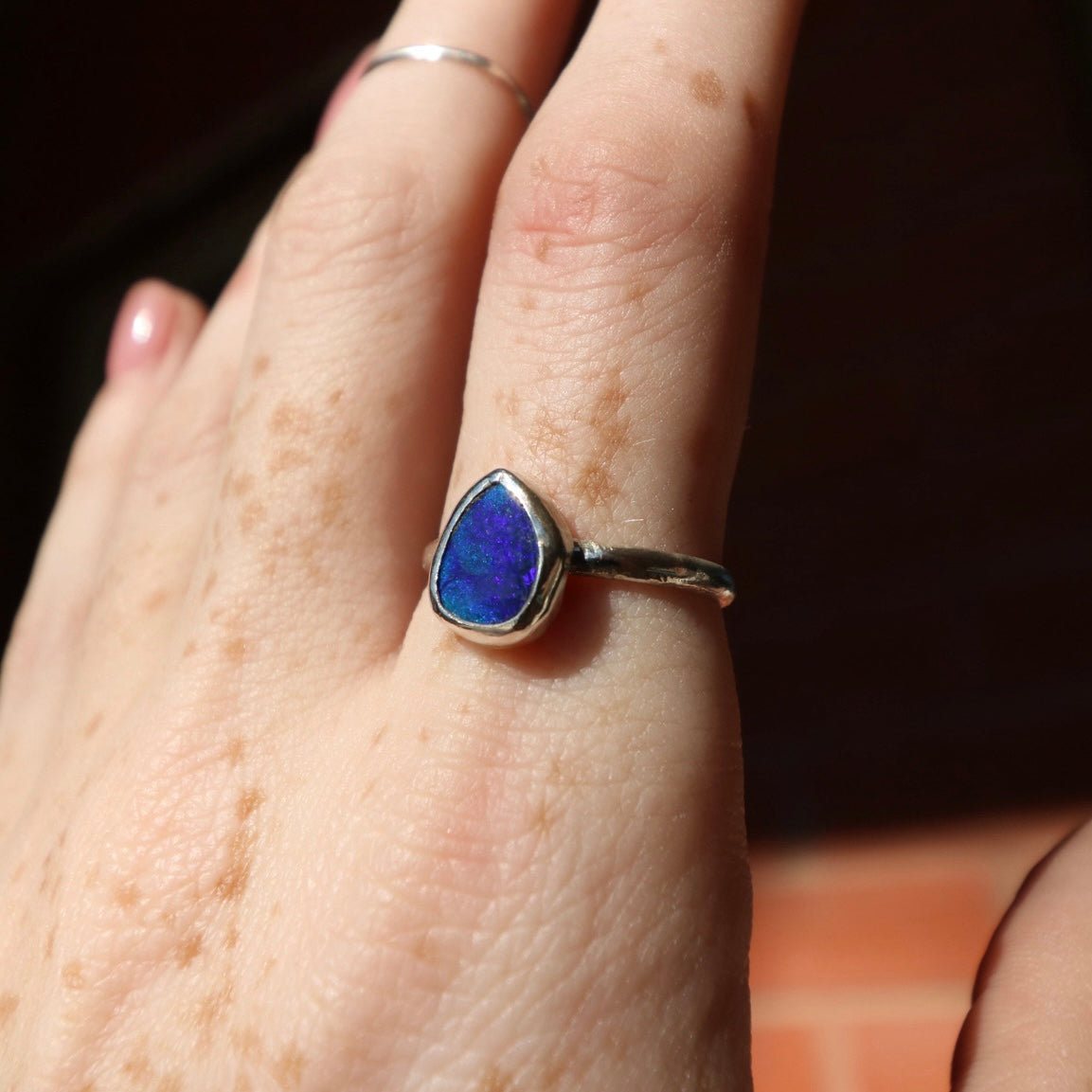 Dark Blue Opal Ring, 7.5