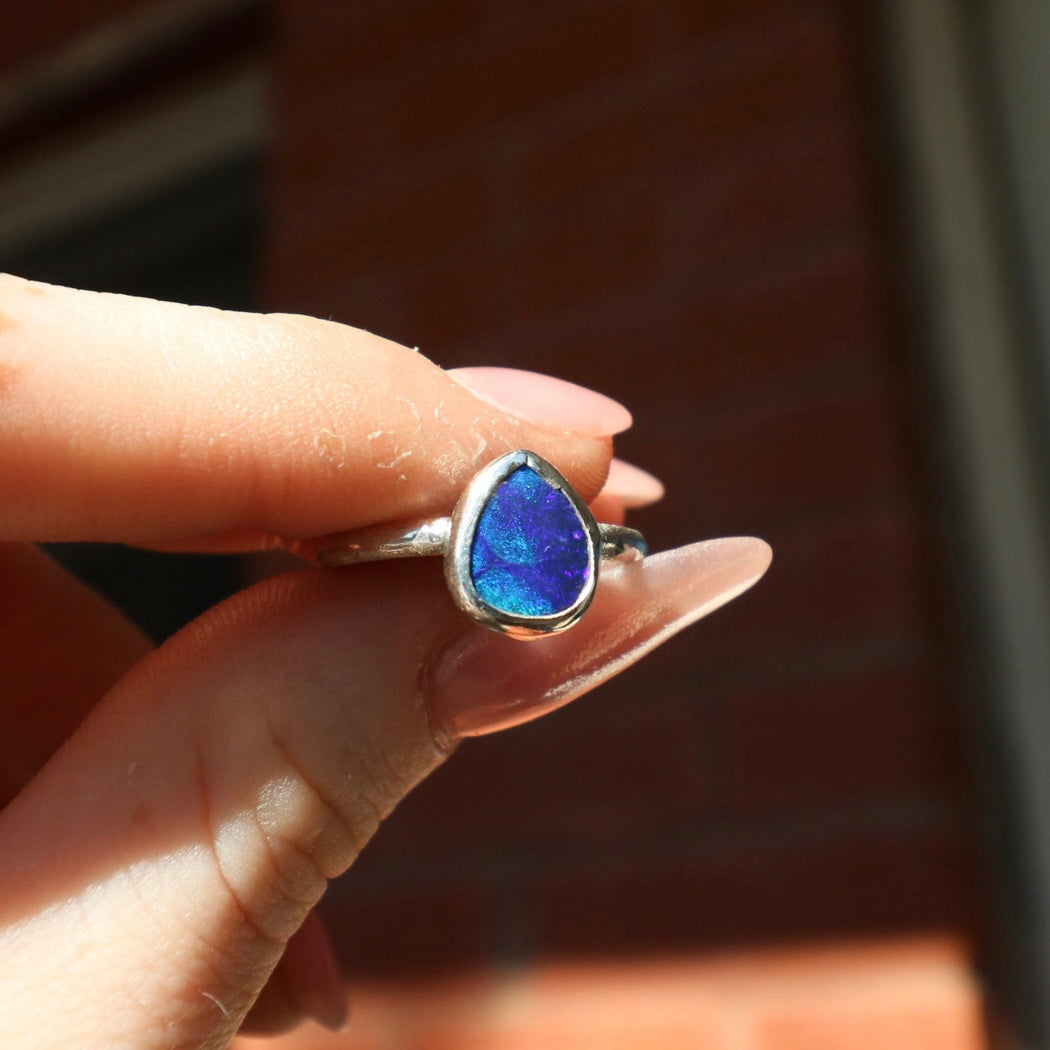 Dark Blue Opal Ring, 7.5